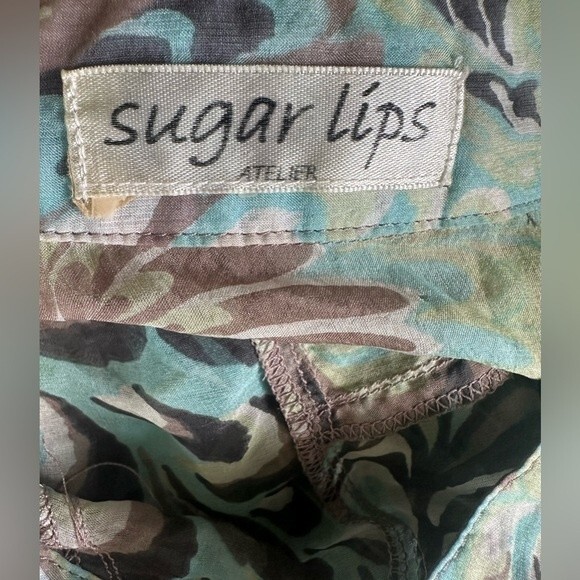 Sugar Lips Women's Sheer Swirly Watercolor Artsy Art Deco Retro Blouse Top XS - Picture 4 of 4